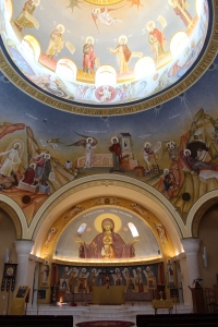 Iconography inside dome at St. Sophia Greek Orthodox Church.